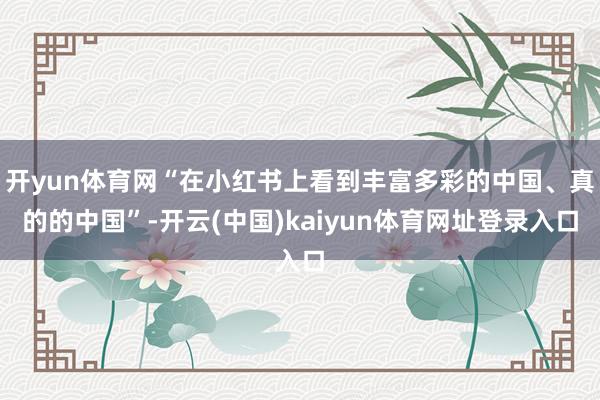 开yun体育网“在小红书上看到丰富多彩的中国、真的的中国”-开云(中国)kaiyun体育网址登录入口